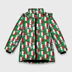 Куртка зимняя для девочки Италия футбол, цвет: 3D-черный