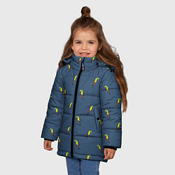 Куртка зимняя для девочки Тукан паттерн, цвет: 3D-красный — фото 2