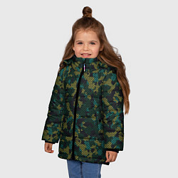 Куртка зимняя для девочки Модный камуфляж с холстовой сеткой, цвет: 3D-светло-серый — фото 2