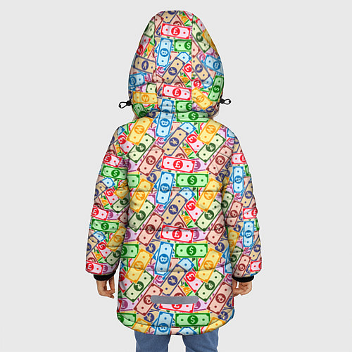 Зимняя куртка для девочки Разные Валюты и Криптовалюты / 3D-Светло-серый – фото 4