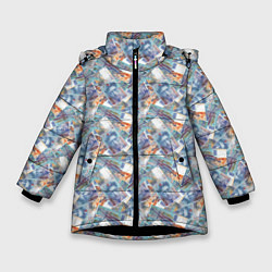 Куртка зимняя для девочки 100 Франков банкноты, цвет: 3D-черный