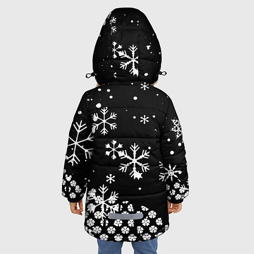 Зимняя куртка для девочки Чёрный клевер снежинки / 3D-Светло-серый – фото 4