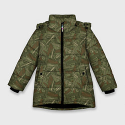 Куртка зимняя для девочки Оружие пистолеты, гранаты, ножи, автоматы, цвет: 3D-черный