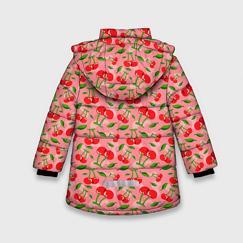 Зимняя куртка для девочки Вишня Черешня паттерн / 3D-Светло-серый – фото 2