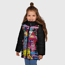 Куртка зимняя для девочки Разноцветные монстры, цвет: 3D-красный — фото 2