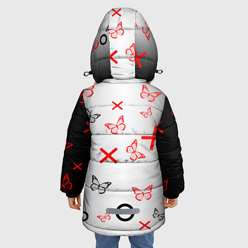 Зимняя куртка для девочки Крестики нолики сердцами / 3D-Светло-серый – фото 4