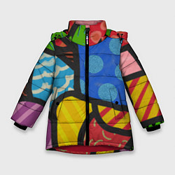 Куртка зимняя для девочки В стиле ромеро бритто, цвет: 3D-красный