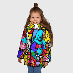 Куртка зимняя для девочки Ромеро Бритто Настоящие лучшие друзья, цвет: 3D-светло-серый — фото 2