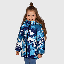 Куртка зимняя для девочки Сине-бело-голубой камуфляж, цвет: 3D-светло-серый — фото 2