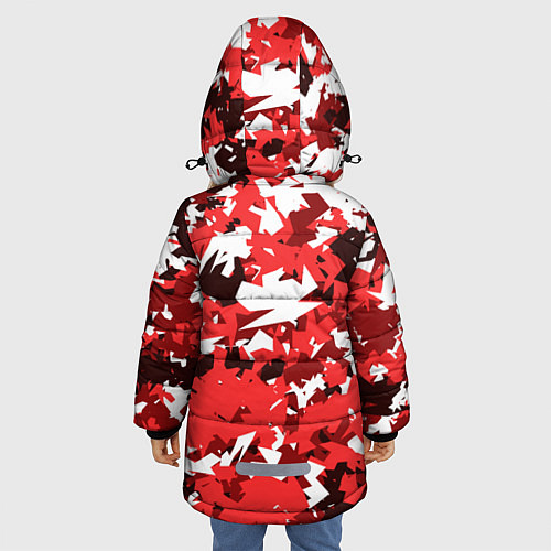 Зимняя куртка для девочки Красно-белый камуфляж / 3D-Светло-серый – фото 4