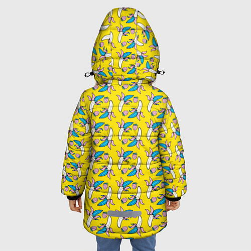 Зимняя куртка для девочки Летний узор Забавные бананчики / 3D-Светло-серый – фото 4