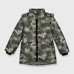 Куртка зимняя для девочки Зелено-Серый Камуфляж, цвет: 3D-светло-серый