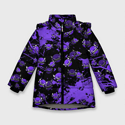 Куртка зимняя для девочки Геометри Дэш game Geometry Dash, цвет: 3D-светло-серый