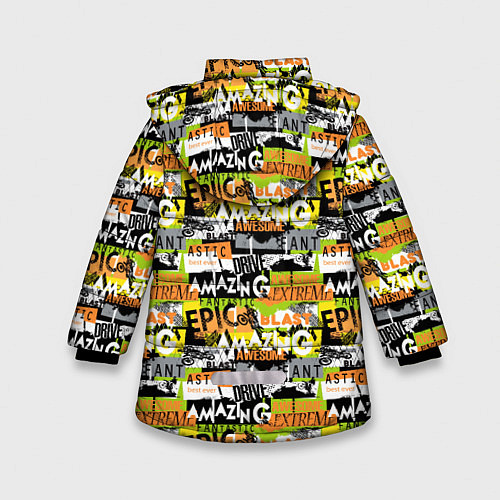 Зимняя куртка для девочки Экстремальный Гоночный Спорт / 3D-Светло-серый – фото 2