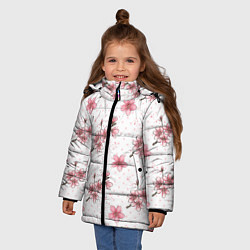 Куртка зимняя для девочки Сакура паттерн, цвет: 3D-светло-серый — фото 2