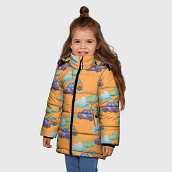 Куртка зимняя для девочки Детские машинки паттерн, цвет: 3D-светло-серый — фото 2