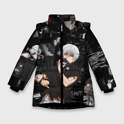 Куртка зимняя для девочки Грустный Канеки Токийский Гуль Tokyo Ghoul, цвет: 3D-черный