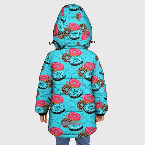 Зимняя куртка для девочки Яркие пончики / 3D-Светло-серый – фото 4