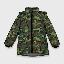 Зимняя куртка для девочки Камуфляж Нато Вудленд woodland