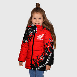 Куртка зимняя для девочки Honda нарисованный огонь, цвет: 3D-светло-серый — фото 2