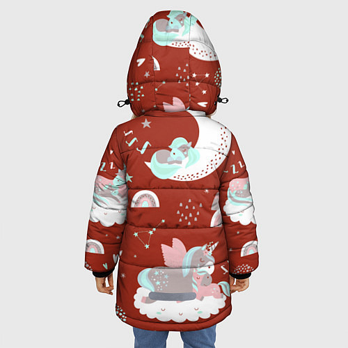 Зимняя куртка для девочки Единорог на облакеспящий единорог / 3D-Светло-серый – фото 4