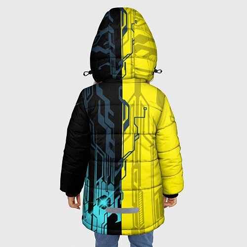 Зимняя куртка для девочки CYBERPUNK 2077 Логотип / 3D-Светло-серый – фото 4