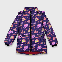 Куртка зимняя для девочки Pizza Is My Valentine!, цвет: 3D-красный