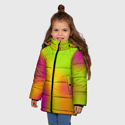 Куртка зимняя для девочки Голография в узоре, цвет: 3D-светло-серый — фото 2