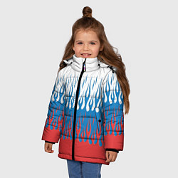Куртка зимняя для девочки Флаг России пламя, цвет: 3D-светло-серый — фото 2