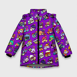 Зимняя куртка для девочки Особые редкие значки Бравл Пины фиолетовый фон Bra