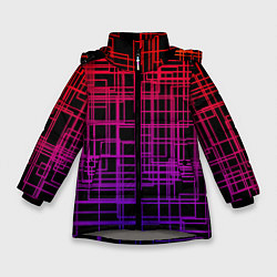 Куртка зимняя для девочки Кривая клетка, цвет: 3D-светло-серый