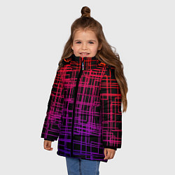 Куртка зимняя для девочки Кривая клетка, цвет: 3D-светло-серый — фото 2