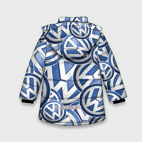 Зимняя куртка для девочки Volkswagen logo Pattern / 3D-Красный – фото 2