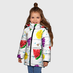 Куртка зимняя для девочки Пиксельные фрукты, цвет: 3D-черный — фото 2