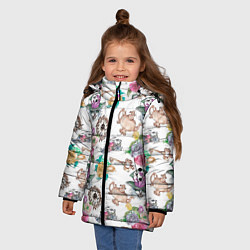 Куртка зимняя для девочки Страна чудес паттерн, цвет: 3D-светло-серый — фото 2