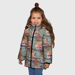 Куртка зимняя для девочки Лисица паттерн, цвет: 3D-черный — фото 2