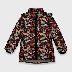 Зимняя куртка для девочки Лесная лисичка паттерн