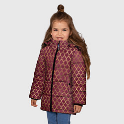 Куртка зимняя для девочки Gold & Red pattern, цвет: 3D-черный — фото 2