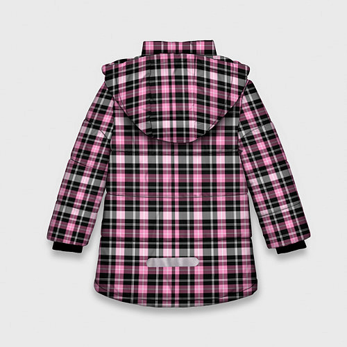 Зимняя куртка для девочки Шотландская клетка Tartan scottish роз-черно-бел / 3D-Красный – фото 2
