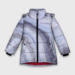 Куртка зимняя для девочки Дизайн с эффектом мрамора синего цвета, цвет: 3D-красный