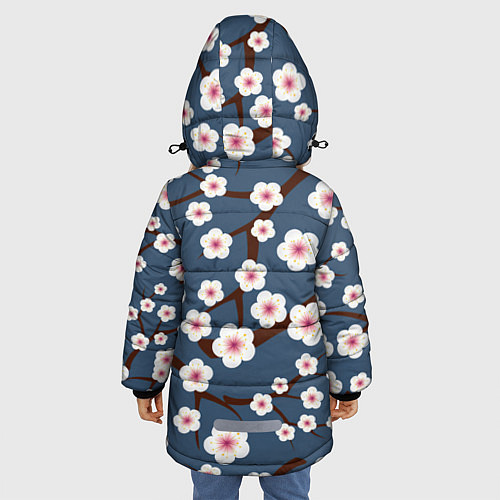 Зимняя куртка для девочки Цветущее дерево / 3D-Светло-серый – фото 4