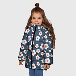 Куртка зимняя для девочки Цветущее дерево, цвет: 3D-светло-серый — фото 2