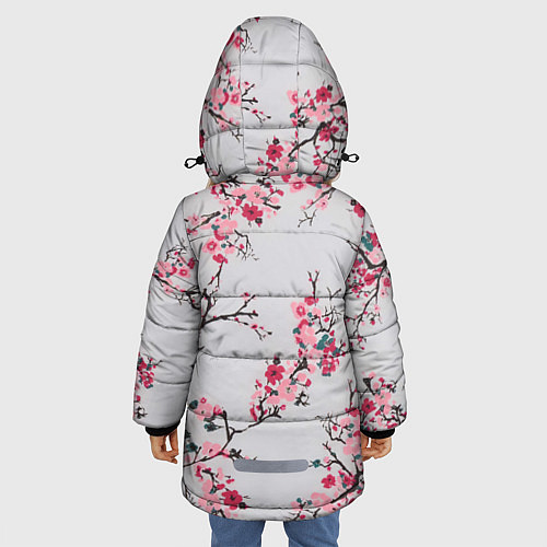 Зимняя куртка для девочки Цветущие ветви / 3D-Светло-серый – фото 4
