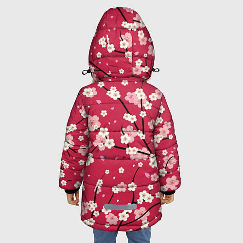Зимняя куртка для девочки Цветы на ветках / 3D-Светло-серый – фото 4