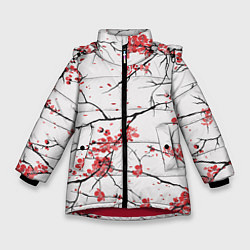Куртка зимняя для девочки Осенние деревья, цвет: 3D-красный