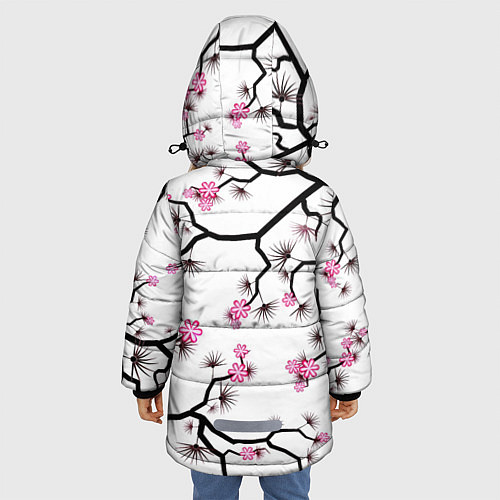 Зимняя куртка для девочки Цветущий шиповник / 3D-Светло-серый – фото 4