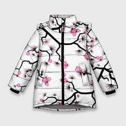 Куртка зимняя для девочки Цветущий шиповник, цвет: 3D-светло-серый