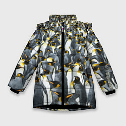 Куртка зимняя для девочки Пингвины Penguins, цвет: 3D-черный