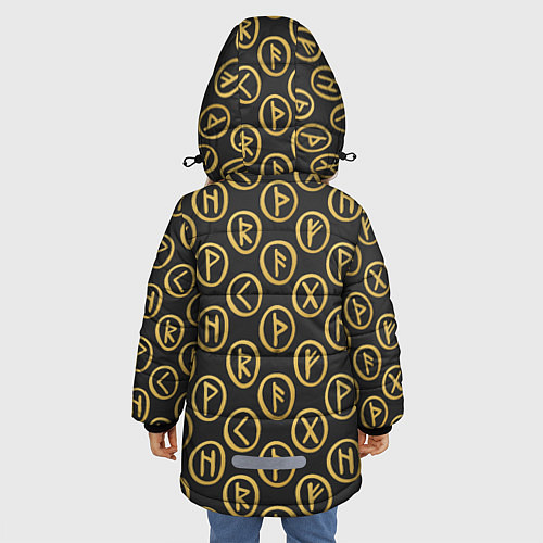 Зимняя куртка для девочки РУНИЧЕСКИЙ ПАТТЕРН RUNES / 3D-Светло-серый – фото 4