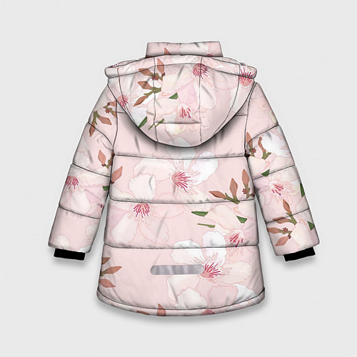 Зимняя куртка для девочки Розовые цветы весны / 3D-Красный – фото 2